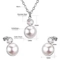 Détail de l'ensemble bijoux hypoallergénique en acier inoxydable avec opale et zircon - Style Perle et Zircon (SE201001S) / Argenté