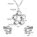 Detail of stainless steel five-petal flower jewelry set with clear cubic zirconia - Five-Petal Flower - Silver (SE200901S)