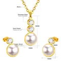 Parure de bijoux en acier inoxydable doré avec collier et boucles d'oreilles - Style Perle et Zircon (SE201201G)
