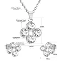 Detailed size specifications for the stainless steel clover necklace and earrings set - Four-Leaf Flower - Silver (SE200801S)