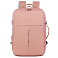 Pink multipurpose travel backpack with durable nylon fabric and multi-pocket design - Pink