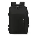 Mochila de viaje de negocios negra expansible con puerto USB y correas ergonómicas - Negro