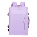 Mochila de viaje multifuncional lila claro con tejido impermeable y múltiples compartimentos - Morado