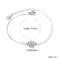 Silver stainless steel heart chain bracelet with a sparkling crown pendant and zircon stones - Silver Crown Shape Style (BR27570AS)