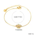 Gold stainless steel heart chain bracelet with crown zircon pendant and extension chain - Gold Crown Shape Style (BR27570AG)