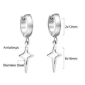 Silver stainless steel hoop earrings with hollow star pendant, antiallergic jewelry for women - Silver Four-Pointed Star Style (EA560201S)