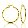 Polierte goldene Edelstahl-Creolen in Übergröße mit klassischem Hebelverschluss für Damen - 10mm / Gold
