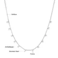 Macro detail of 45cm stainless steel necklace featuring small 3mm star pendants - Silver Pentagram Style (NE245701S)