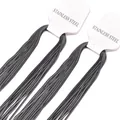 Set of 10 silver stainless steel 2mm flat snake chain necklaces on display cards - Black Style (NC200245B) / 50cm