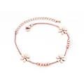 Rose gold double-layer geometric bracelet with flower charms and beads for women - Rose Gold Flower Beads (BR233801R)