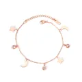 Rose gold geometric layered bracelet featuring star and moon charms with zircon stones - Rose Gold Star Moon Rhinestone (BR234201R)