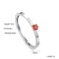 Silver finish stainless steel ring with 3.5mm red gemstone and 1g lightweight design - Size 6 / Silver-Orange Red Zirconia (RI1377E6-9S)