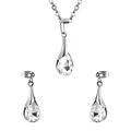 Elegantes Set aus Edelstahl in Silber-Optik mit tropfenförmigen Zirkonia-Anhängern - Tropfenform / Silber Wassertropfen (SE208501S)