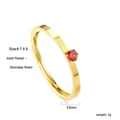 Minimalist 18k gold plated stainless steel ring with a round red zircon gemstone - Size 6 / Gold-Orange Red Zirconia (RI1377E6-9G)