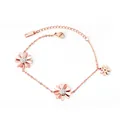 Rose gold daisy charm bracelet with white cubic zirconia and adjustable extension chain - Rose Gold Daisy Rhinestone (BR234701R)