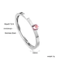 Anello in acciaio inossidabile lucido argento con gemma rosa da 3,5 mm incastonata - Taglia 6 / Argento-Zirconia Rosa (RI1377F6-9S)
