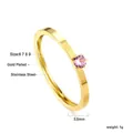 Anello minimalista in acciaio inossidabile placcato oro con gemma rosa da 3,5 mm - Taglia 6 / Oro-Zirconia Rosa (RI1377F6-9G)