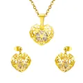 Conjunto de joyas doradas con collar de corazón y pendientes con circonitas - Dorado Hueco Corazón (SE208701G)