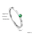 Anello in acciaio inossidabile argento con gemma verde da 3,5 mm e finitura anallergica - Taglia 6 / Argento-Zirconia Verde (RI1377J6-9S)