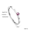 Anello minimalista in acciaio inossidabile con gemma rosa da 3,5 mm, antiallergico - Taglia 6 / Argento-Zirconia Viola (RI1377C6-9S)