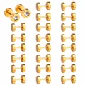 Set van gouden titaniumstalen dumbbell oorknopjes met witte zirkonia steentjes - 6mm Cilindrische Witte Zirkonia