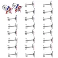 Stervormige titanium stalen oorknopjes met gekleurde kristallen en platte schroefsluiting - 6mm Ster Vijf Kleuren Klei