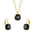 Goldschmuck-Set mit quadratischen schwarzen Steinen und feinen Ketten für Damen - Schwarz (SE24510BG Goldfarbe)
