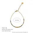 Detail of 18K PVD gold stainless steel bracelet with green natural stone beads and lobster clasp - Blue-Green Small Beaded Style (MSB0480)