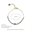Macro view of 18K gold plated stainless steel chain with purple chalcedony beads - Purple Square Beaded Patchwork Style (MSB0481)