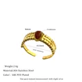 Detail of water drop goldstone ring in 18K PVD gold plated stainless steel - US 7 / Goldstone (MSR0007)