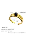 Detailed specs of adjustable 18K gold plated ring with teardrop lapis lazuli stone - US 7 / Lapis Lazuli (MSR0010)
