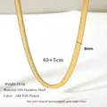 Dettaglio catena serpente piatta 8 mm in acciaio inossidabile 304 placcato oro 18K PVD - Stile Collana 8mm (MSNK0047G-8mm)