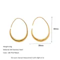 Detailed specs of teardrop hollow earrings in 18K gold plated stainless steel - Large Style (MSE0054G-40mm) / Gold