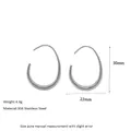 Detailed specs of hollow teardrop earrings in 304 stainless steel measuring 30mm x 22mm - Medium Style (MSE0054S-30mm) / Silver