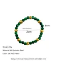 Detail of beaded ring featuring green faceted beads and 18K gold plated steel beads - Green Beaded Alternating Style (MSR0034)