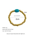 Detail of 18K gold plated stainless steel bead ring with oval turquoise stone and dimensions - Turquoise Oval Bead Style (MSR0037)