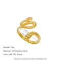 Detailed specs of snake ring in 18K PVD gold plated 304 stainless steel with dimensions - Size 7 (Adjustable) / Gold