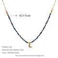 Lapis lazuli necklace with moon pendant, 18K PVD gold plated stainless steel details - Moon Pendant (MSNK0228)