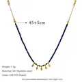 Lapis lazuli beaded necklace with gold pendants, 45+5cm length, 304 stainless steel - Waterdrop Pendant (MSNK0229)