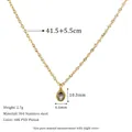Λεπτομέρεια επιχρυσωμένου κολιέ 18K PVD με οβάλ μενταγιόν λεβάντας ζιργκόν και διαστάσεις - 18K / Λεβάντα (MSNK0276-PE)