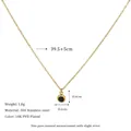 Minimalistische 18K PVD-vergoldete Edelstahlkette mit rundem schwarzem Steinanhänger - Schwarz