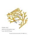 Detail showing dimensions and 18K PVD gold finish on branch-style stainless steel bangle - Golden Coral Branch Style (MSB0120) / 18K Gold
