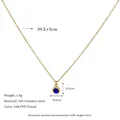 18K PVD vergoldete Edelstahlhalskette mit rundem blauem Zirkon-Anhänger Variante - Dunkelblau