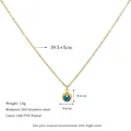 Halskette aus 18K PVD vergoldetem Edelstahl mit einem 0,6 cm blauen Strassanhänger - Blau