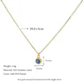 Minimalistische 18K vergoldete Edelstahlhalskette mit rundem blauem Edelsteinanhänger - Saphirblau