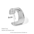 Detail showing 6cm inner diameter of the polished 304 stainless steel wavy bangle - Smooth Style (MSB0136-S) / Silver