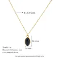 Close-up of 18K PVD gold plated 304 stainless steel necklace with marquise black stone - Black