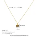 Detail of round Tiger Eye pendant on 18K PVD gold plated stainless steel necklace chain - 18K Gold / Brown (Tiger Eye)