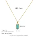 Detail showing gold 18K PVD plated stainless steel necklace with blue marquise stone - Sky Blue