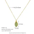 Detail of 18K PVD gold plated 304 stainless steel necklace with green stone pendant - Green